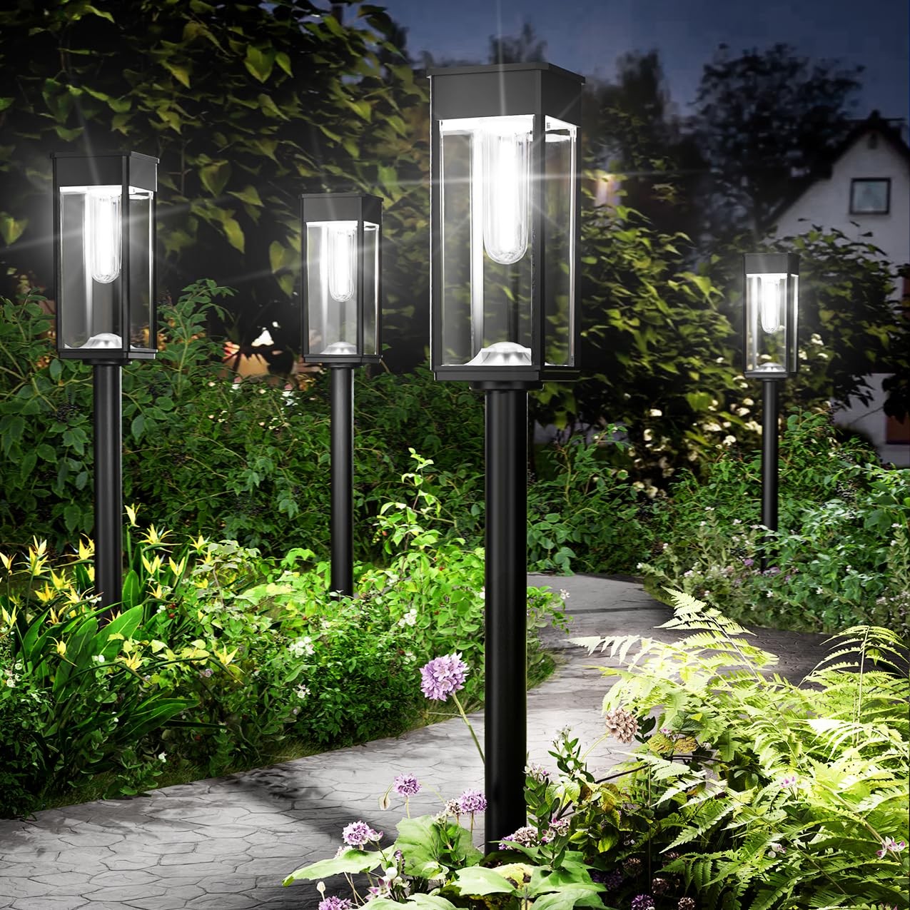 ALFIOT Solar Pathway Lights Outdoor,Bright Solar Lights Outdoor, IP65 Waterproof