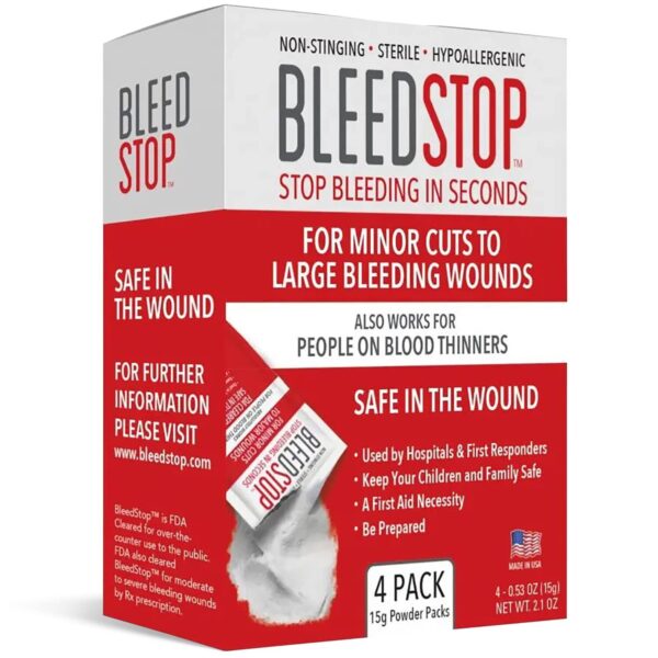BleedStop™ First Aid Powder for Blood Clotting Trauma Kit Blood Thinner Patie...