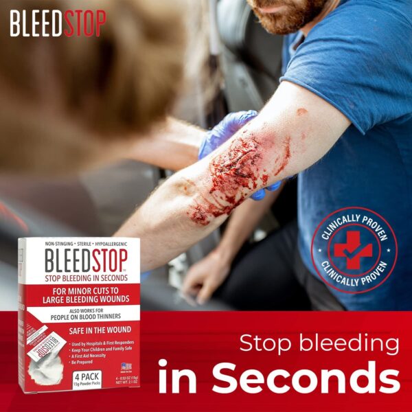 BleedStop™ First Aid Powder for Blood Clotting Trauma Kit Blood Thinner Patie... - Image 4