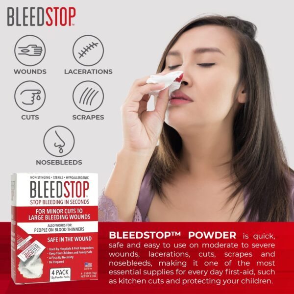 BleedStop™ First Aid Powder for Blood Clotting Trauma Kit Blood Thinner Patie... - Image 7