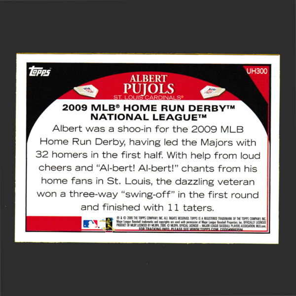 2009 Topps UH300 Albert Pujols - Home Run Derby - St. Louis Cardinals - Image 2