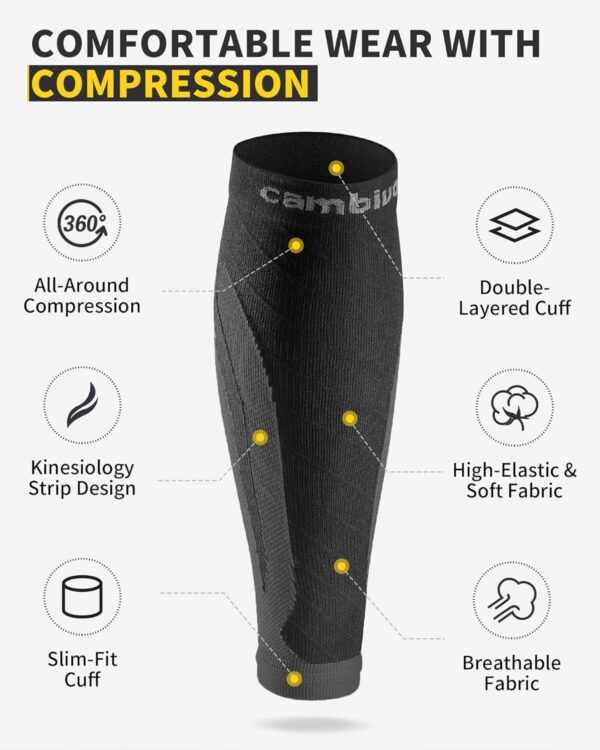 CAMBIVO 3 Pairs Calf Compression Sleeves for Women & Men Leg Support for Running - Image 6