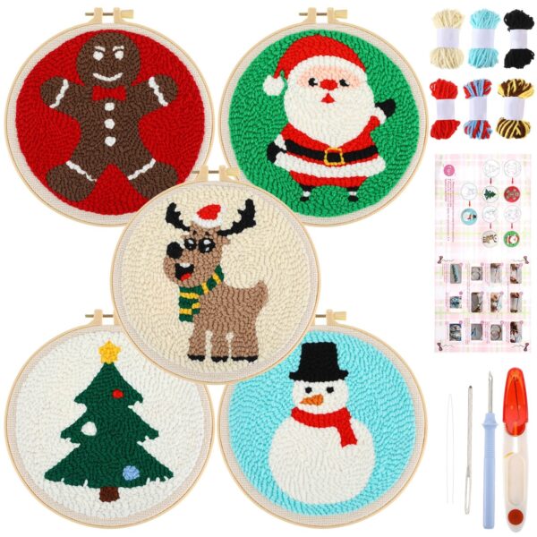DIY Christmas Punch Needle Kit: Festive Embroidery for Beginners & Adults