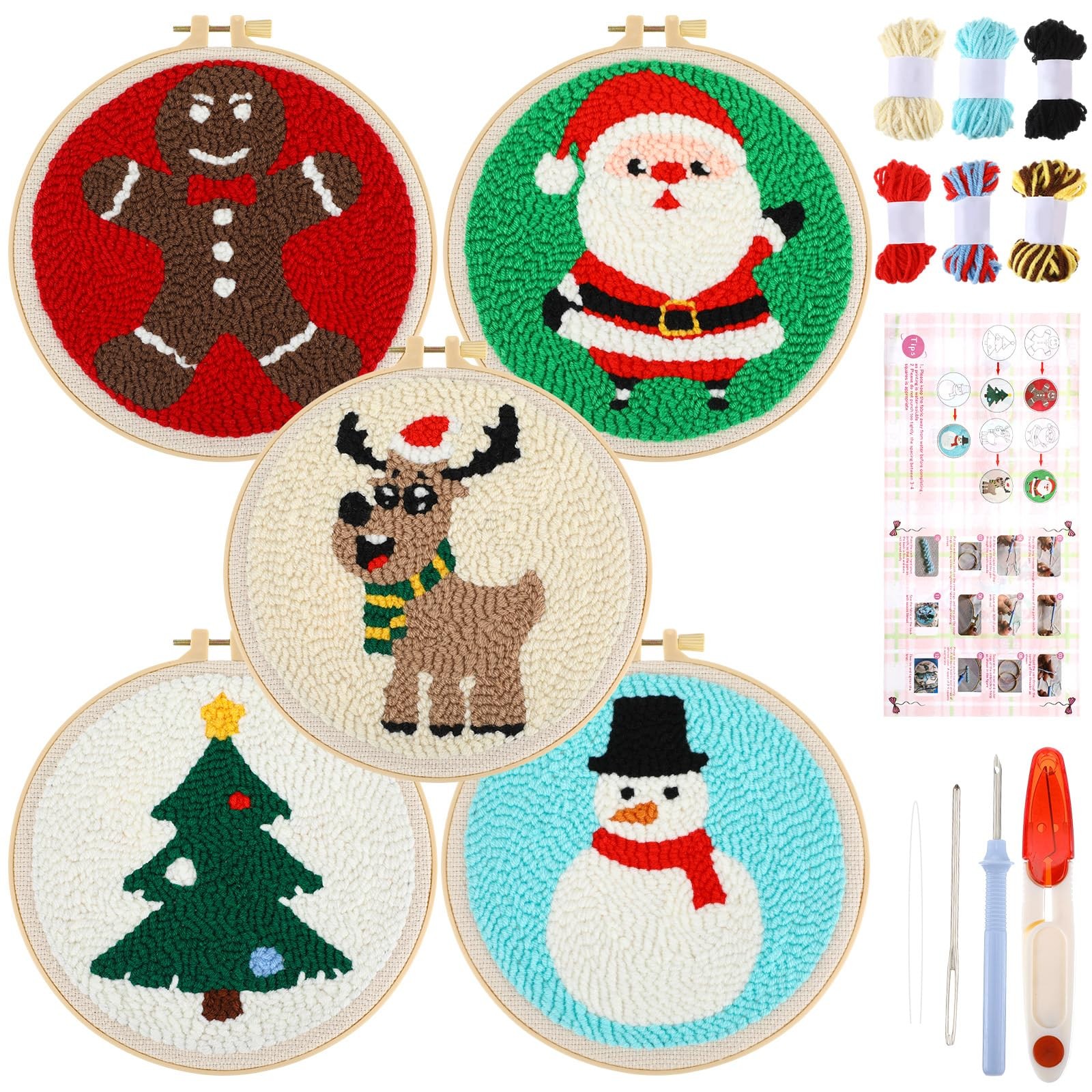 DIY Christmas Punch Needle Kit: Festive Embroidery for Beginners & Adults