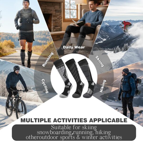 Merino Wool Ski Socks: Warm, Moisture-Wicking for Winter Sports, 3 Pairs - Image 2
