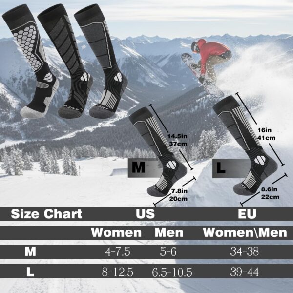 Merino Wool Ski Socks: Warm, Moisture-Wicking for Winter Sports, 3 Pairs - Image 4