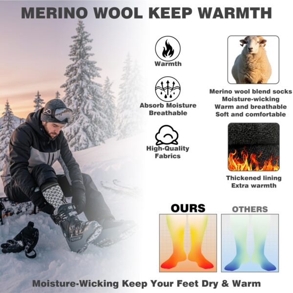 Merino Wool Ski Socks: Warm, Moisture-Wicking for Winter Sports, 3 Pairs - Image 5