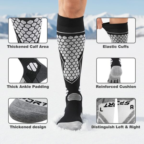 Merino Wool Ski Socks: Warm, Moisture-Wicking for Winter Sports, 3 Pairs - Image 6