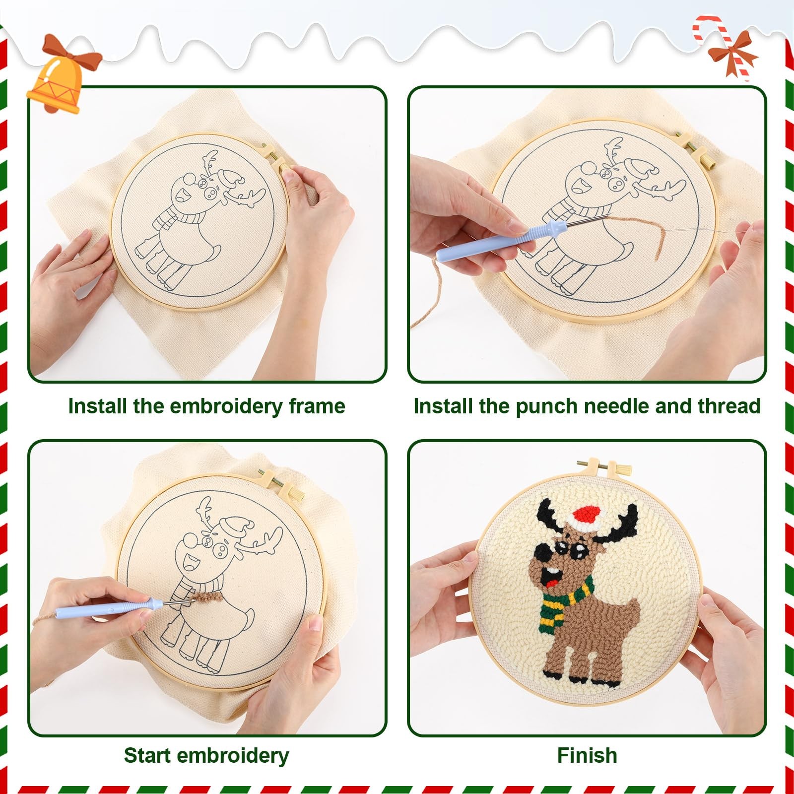 DIY Christmas Punch Needle Kit: Festive Embroidery for Beginners & Adults - Image 6