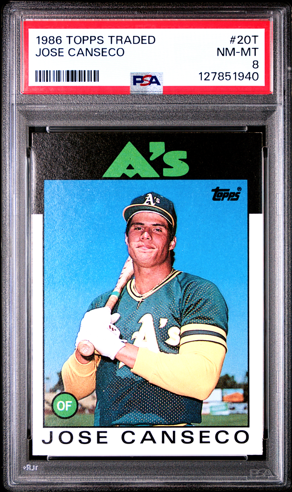 1986 Topps Traded - Jose Canseco 20T Rookie Card - PSA 8 NM-MT Athletics