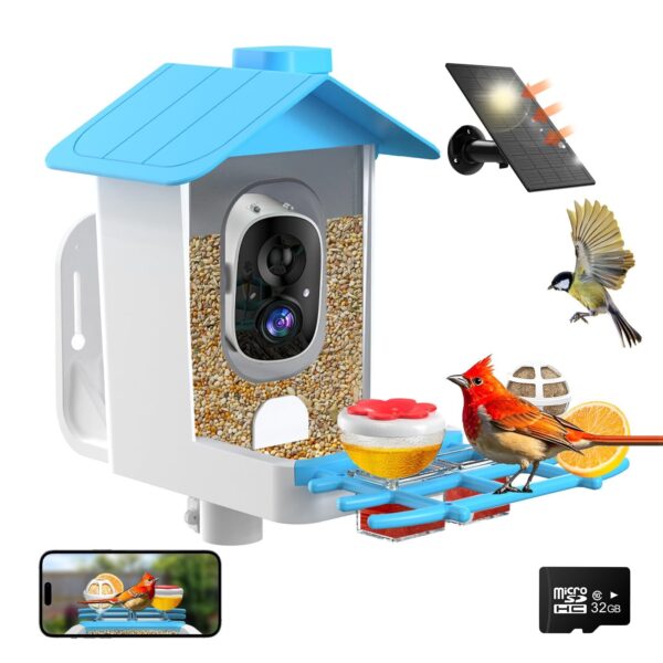 Dovbird Smart Bird Feeder with Camera– AI Recognition, 2K HD Video & Solar Power
