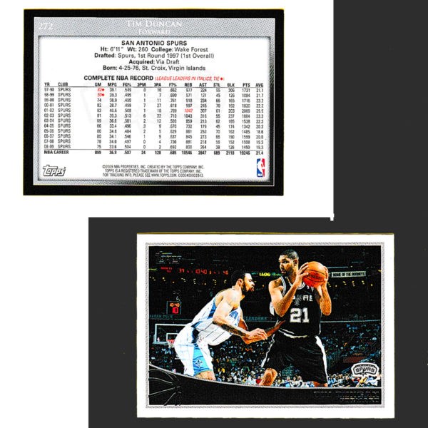 2009-10 Topps #272 Tim Duncan - San Antonio Spurs - Image 3