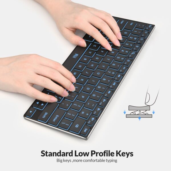 Rii Wireless Keyboard,Bluetooth Keyboard (2.4G+BT5.0),RGB Backlit,Rechargeable - Image 6