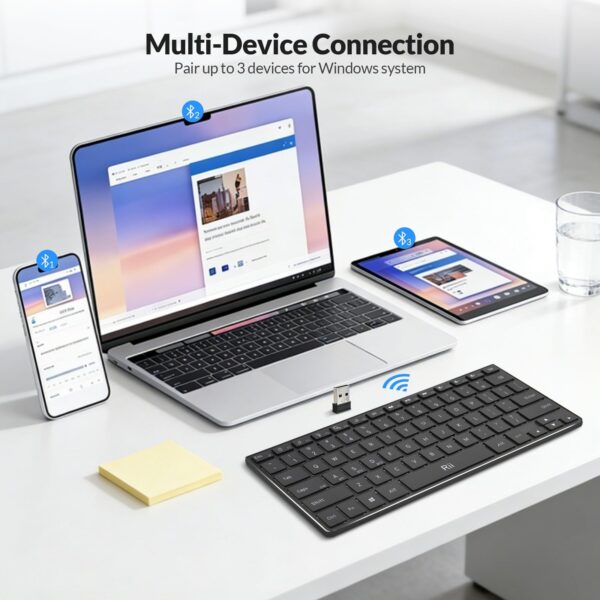 Rii Wireless Keyboard,Bluetooth Keyboard (2.4G+BT5.0),RGB Backlit,Rechargeable - Image 8
