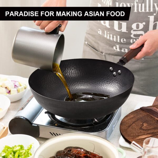 Pre-Seasoned 12.8" Wok Pan with Lid – Induction, Gas & Electric Compatible - Image 2