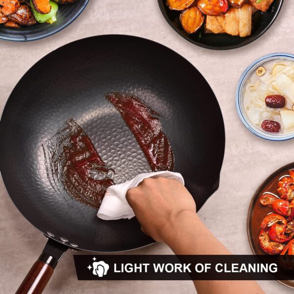 Pre-Seasoned 12.8" Wok Pan with Lid – Induction, Gas & Electric Compatible - Image 3