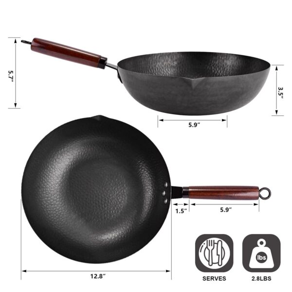 Pre-Seasoned 12.8" Wok Pan with Lid – Induction, Gas & Electric Compatible - Image 5