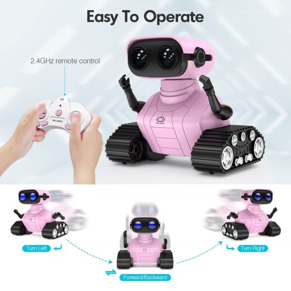 ALLCELE Girls Robot Toy Rechargeable RC Robot for Kids Remote Control Toy wit... - Image 3