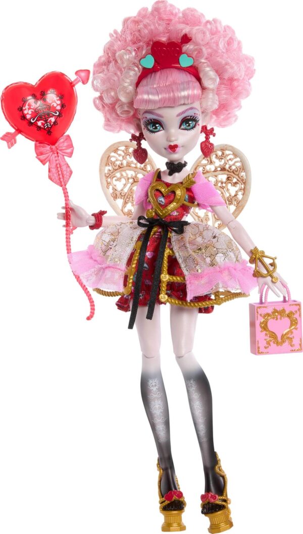 Monster High Scary Sweet Birthday Doll, Cupid Asteria in Pink & Red Party Dress