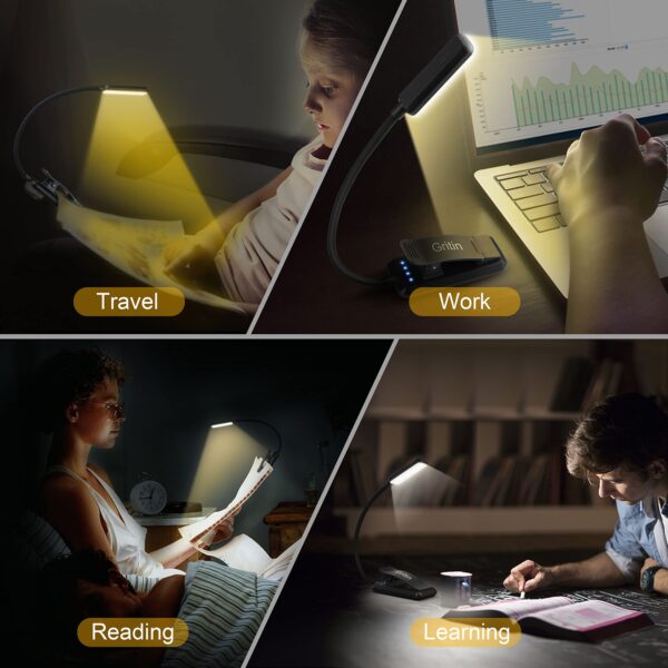Gritin 9 LED Rechargeable Book Light - 3 Color Modes, Eye Care, for Reading - Image 7