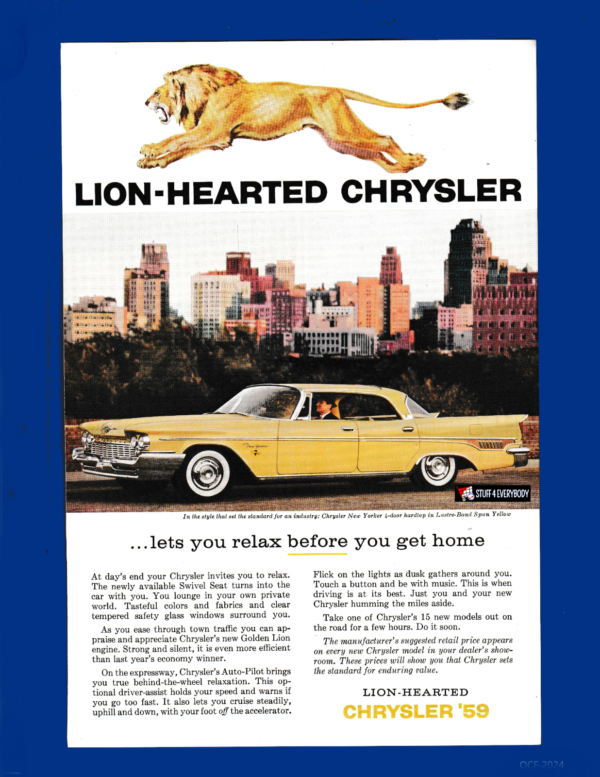 1959 Chrysler New Yorker - Tone is Relaxed, Yet Luxurious….