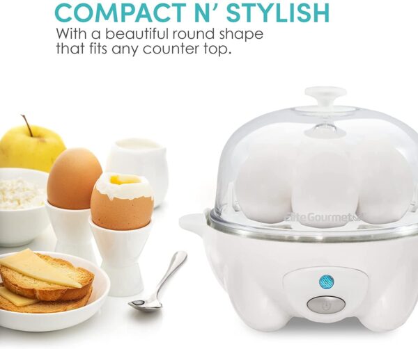 Elite Gourmet Easy Electric Poacher Omelet Eggs & Soft, Medium, Hard-Boiled Eggs - Image 2
