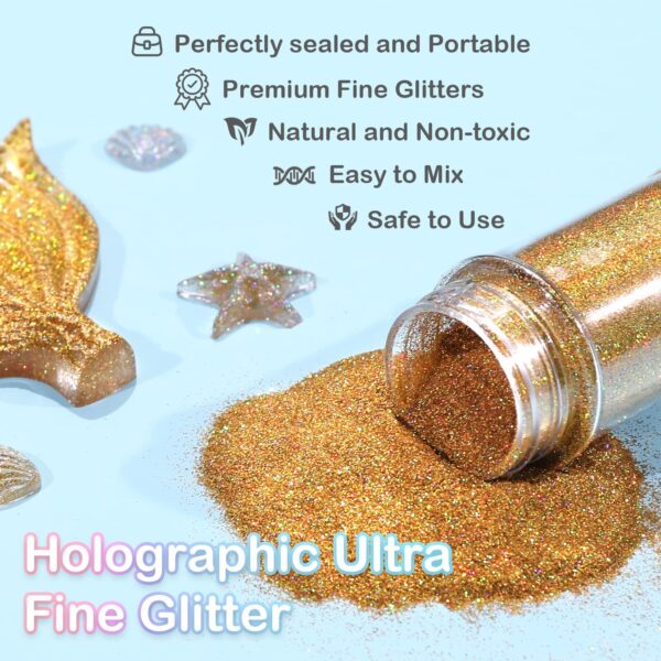 HTVRONT Holographic Fine Gold Glitter Powder - 50 g Extra Fine Glitter Powder... - Image 3