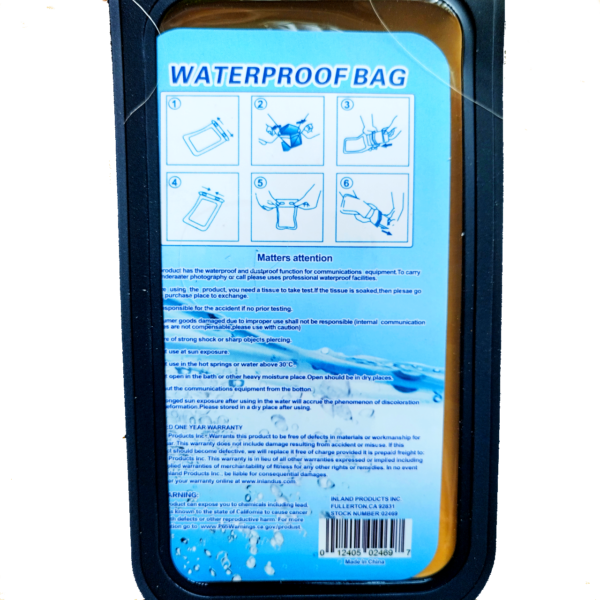 2-Pk Universal Black Waterproof Pouch with Armband for Phones 6" length - Image 2