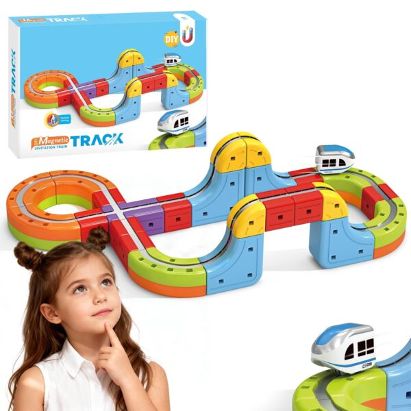 Electric Train Set with 3D Flexible Track for Kids Ages 3-8 STEM Building Train