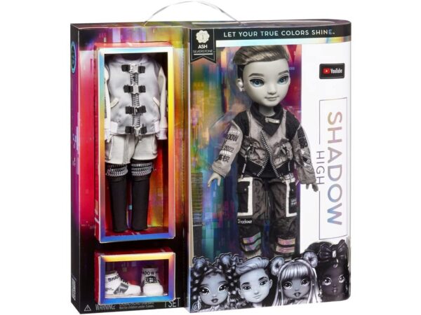 Rainbow High Shadow Series 1 Ash Silverstone- Greyscale Boy Fashion Doll. - Image 4