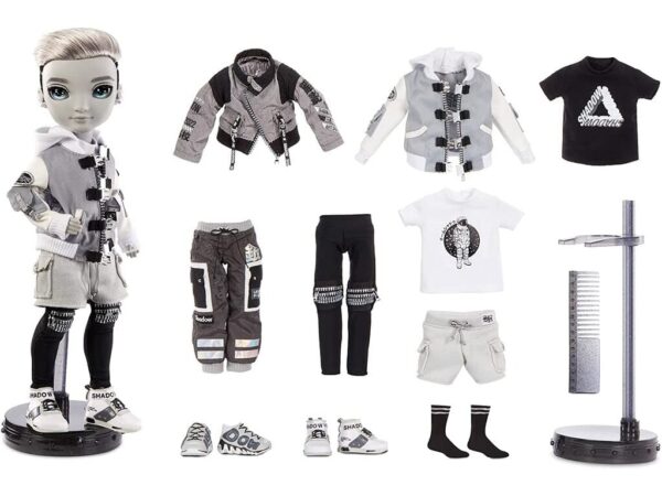 Rainbow High Shadow Series 1 Ash Silverstone- Greyscale Boy Fashion Doll. - Image 6