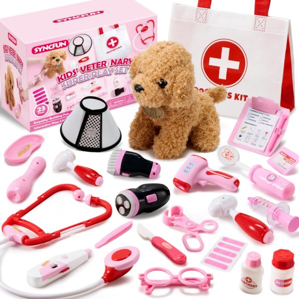 Doctor Play Kit for Kids - 22 PCS Veterinarian Playset for Toddlers 3-6 Years