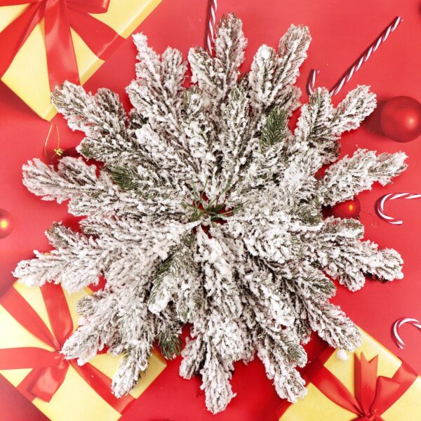 12Pc Snowy Artificial Pine Needles - Branch Twigs 10.6" Holiday Decor for Crafts - Image 2