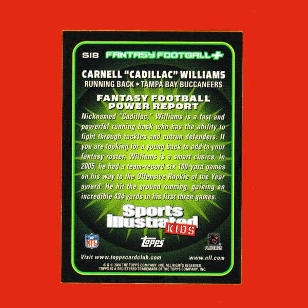 2006 Topps SI8 Carnell Williams - Tampa Bay Bucineers - Image 2