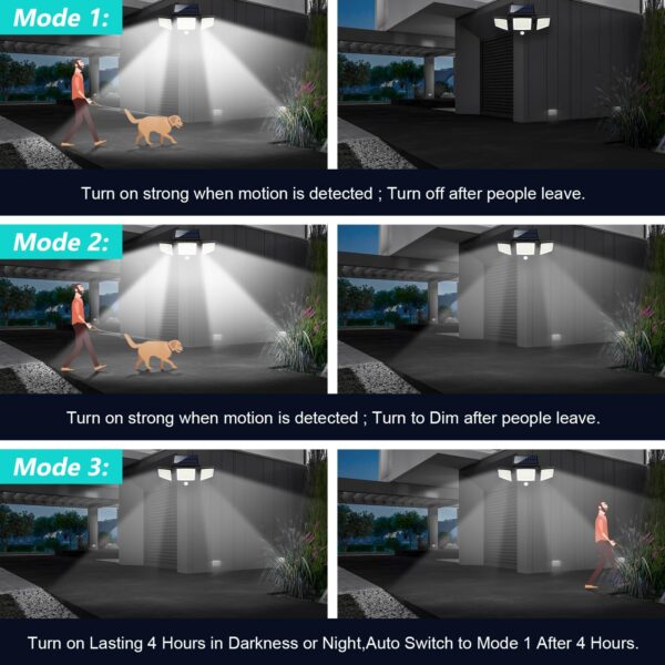 Solar Outdoor Lights 2500LM 210 LED Security Lights with Remote Control - Image 5