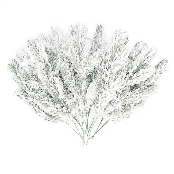 12Pc Snowy Artificial Pine Needles - Branch Twigs 10.6" Holiday Decor for Crafts - Image 4