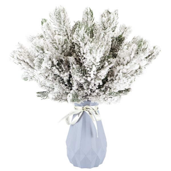 12Pc Snowy Artificial Pine Needles - Branch Twigs 10.6" Holiday Decor for Crafts - Image 5