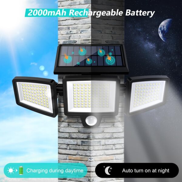 Solar Outdoor Lights 2500LM 210 LED Security Lights with Remote Control - Image 7