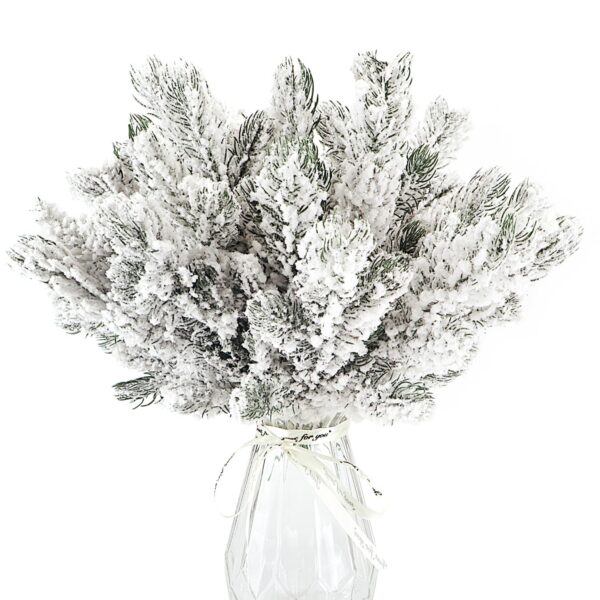 12Pc Snowy Artificial Pine Needles - Branch Twigs 10.6" Holiday Decor for Crafts - Image 6