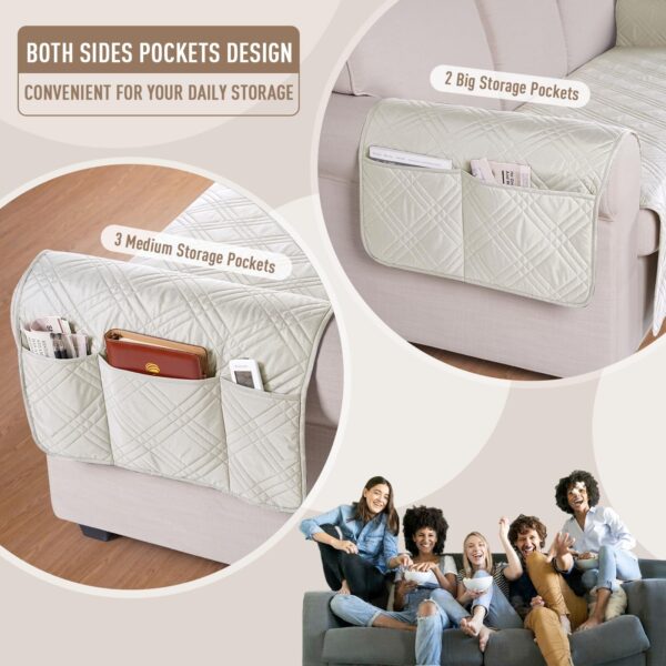 Pet-Friendly AOCOCO Waterproof Sofa Cover with Non-Slip Backing and Side Pockets - Image 4
