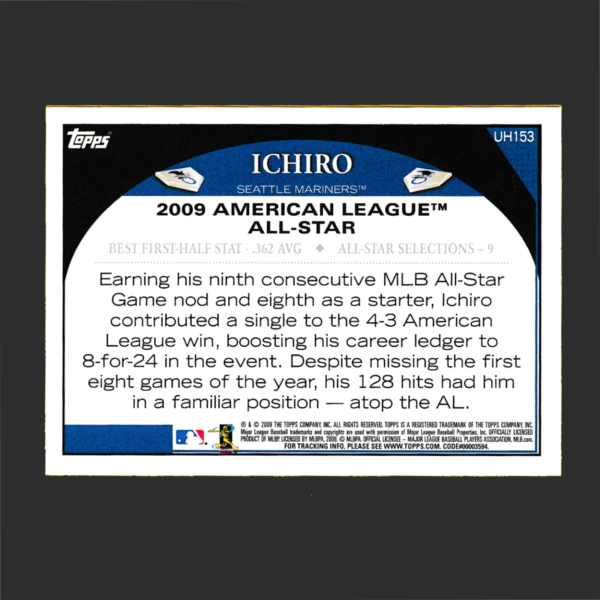 2009 Topps UH153 Ichiro (Suzuki) - MLB All Stars - Seattle Mariners - Image 2