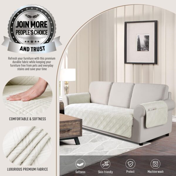 Pet-Friendly AOCOCO Waterproof Sofa Cover with Non-Slip Backing and Side Pockets - Image 7