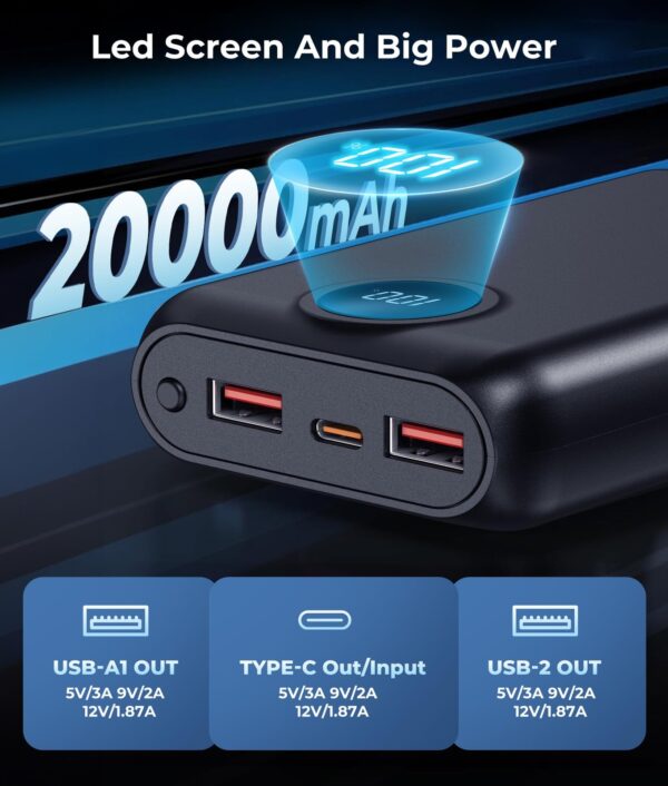 5V 10000mAh Heated Vest Battery Pack, Fast Recharge Power Bank with LED Display - Image 4