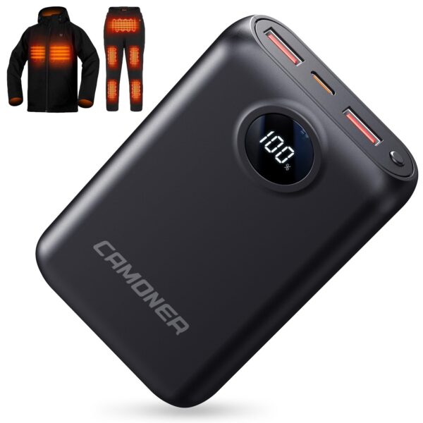 5V 10000mAh Heated Vest Battery Pack, Fast Recharge Power Bank with LED Display