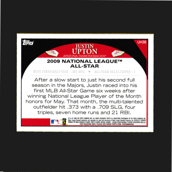 2009 Topps UH38 Justin Upton - All Star Game- Arizona Diamondbacks - Image 2