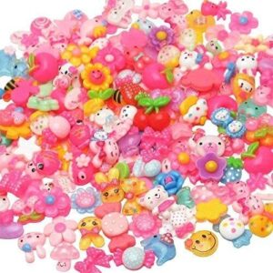 LibiIine 100pcs Mix Lots Flatback Resin Buttons Flat Back Scrapbooking Resin ...