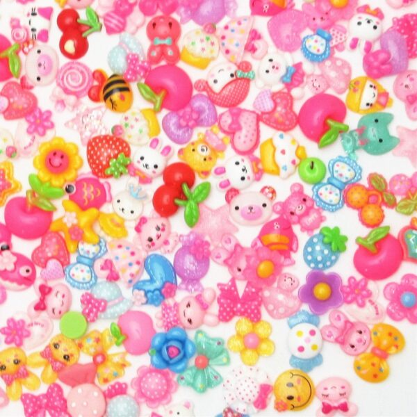 LibiIine 100pcs Mix Lots Flatback Resin Buttons Flat Back Scrapbooking Resin ... - Image 5