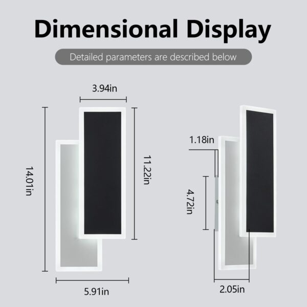 Minimalist Black White Wall Sconce Pair -12W LED, 6000K Dimmable Lights for Home - Image 4
