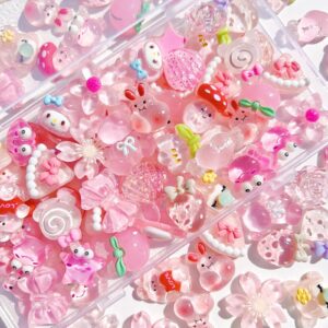 FULUSODO 60pcs Slime Charms Cute Set Bulk Mixed Resin Charms Set Ornament Scr...