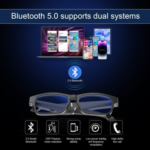 TnoxHD Smart Glasses Bluetooth Glasses with Speakers for Women Men Clear Call... - Image 9